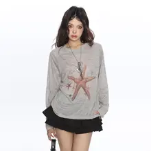 海星プリント薄手長袖Tシャツ【レディース・夏用・デザイン・日焼け防止】