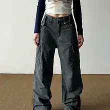 STUBBORNLIFE ヴィンテージ風ユニセックスカジュアルカーゴパンツ【多ポケット・ストレート・ルーズフィット】