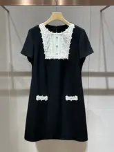 カラーコンビネーションの大人かわいいリトルブラックドレス【パーティー用・スリム効果】（セットアップ対応）