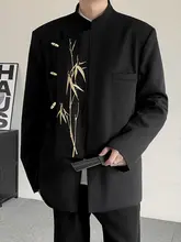 金竹葉刺繍の中華風スーツジャケット【結婚式・大きいサイズ】
