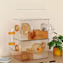 ハムスター用アクリル製おしゃれケージ【透明デザイン・広々とした清掃しやすい構造・防噛仕様】