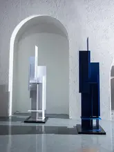 Dnnni ジオメトリック構成のスカルプチャー フロアディスプレイ オブジェ【アイアン製・高級感漂う・ロビーや廊下の装飾】