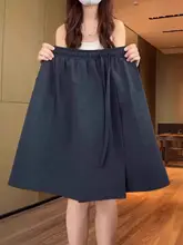 学院風エンジニアリングワンピースパンツ【夏用・薄手・ハイウエスト・Aライン・カジュアル・ワイドレッグ】（セットアップ対応）