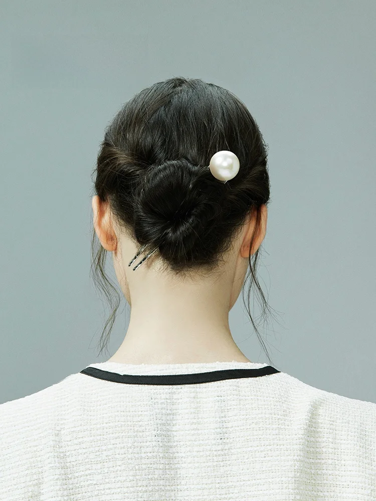 優雅なパールデザインのU型ヘアピン：新中式スタイルに最適なメンズ向け発簪