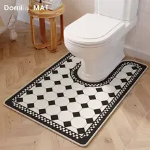 吸水速乾・防滑デザイン トイレ用U字型マット【お手入れ簡単・抗菌効果】