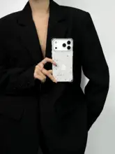 冬用 雪の結晶デザインの四角開孔スマホケース【iPhoneやHuaweiなど対応】