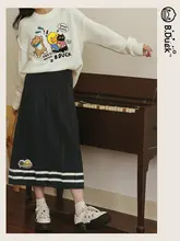 猫デザインのニットスカート【冬用・シンプル・細見え効果】