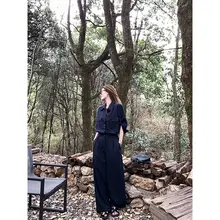 シンプルなデザインの中袖通勤オールインワン【スリムフィット・女性用】
