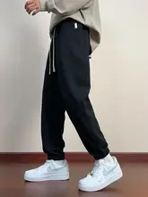 加長版のカジュアルパンツ【秋冬用・裏起毛・ルーズフィット・束脚デザイン】（セットアップ対応）