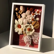 手作り向日葵デザイン花束キット【母の日や教師への贈り物に最適・フレーム付き】