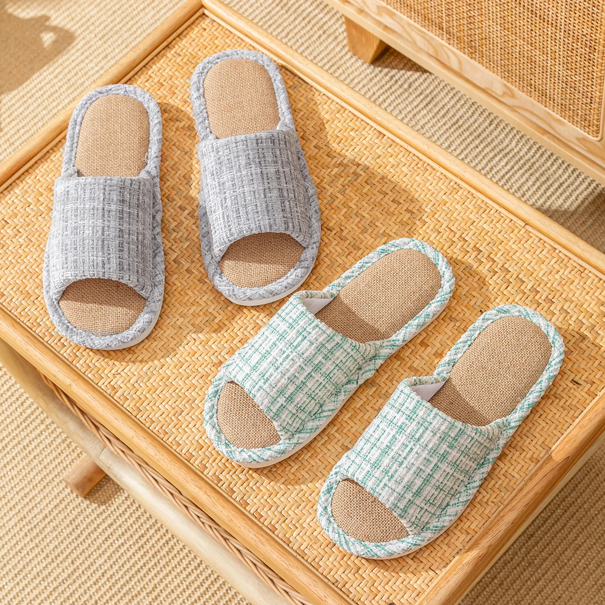 夏用リネンスリッパ【防滑・通気性・快適設計】