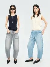 トルコ風デザインのダブルポケットデニムパンツ【立体裁断・フリンジ仕上げ・ゆったりシルエット】