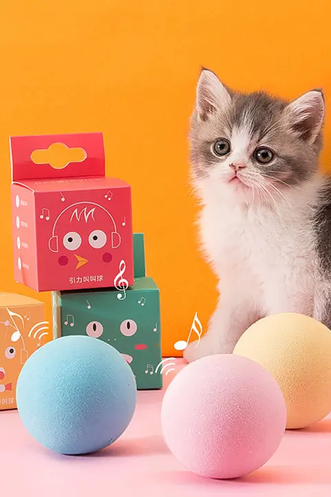 Jasキャットパワー 猫用おもちゃボール【鳥とカエルの鳴き声・猫の興味を引く遊び道具】