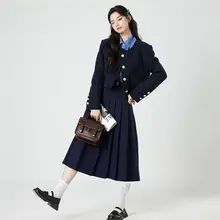 高腰プリーツスカート【女性用・学院風・Aライン】
