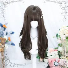 ロリータロングカーリーヘアフルヘッドギアネットレッドロングヘア