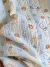 純綿ダブルガーゼパジャマ【女性用・丸首・長袖・春秋夏用・薄手】