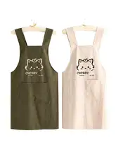 カジュアルなキャラクターデザイン エプロン【コットン製・防汚・通気性・家庭用】
