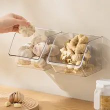 調味料収納ボックス【壁掛けタイプ・穴あけ不要・生姜やニンニクの整理に最適】