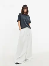 背中結びデザインのゆったりしたTシャツ【ラウンドネック・極上の柔らかさ・春用】（セットアップ対応）
