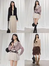 した印象の深Vネックニットトップス【ゆったりデザイン・重ね着対応】
