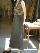 墨染めデニム風リネンタイトスカート
