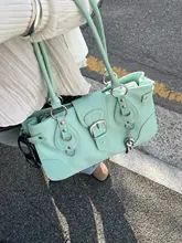 独自制作の韓国風手提げバイクバッグ【レディース・肩掛け・ミントグリーン・高級感】