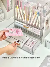 デスクオーガナイザー 文房具収納ケース 引き出し付き ペン立て クリア 大容量 多機能 学習机 オフィス 整理ラック