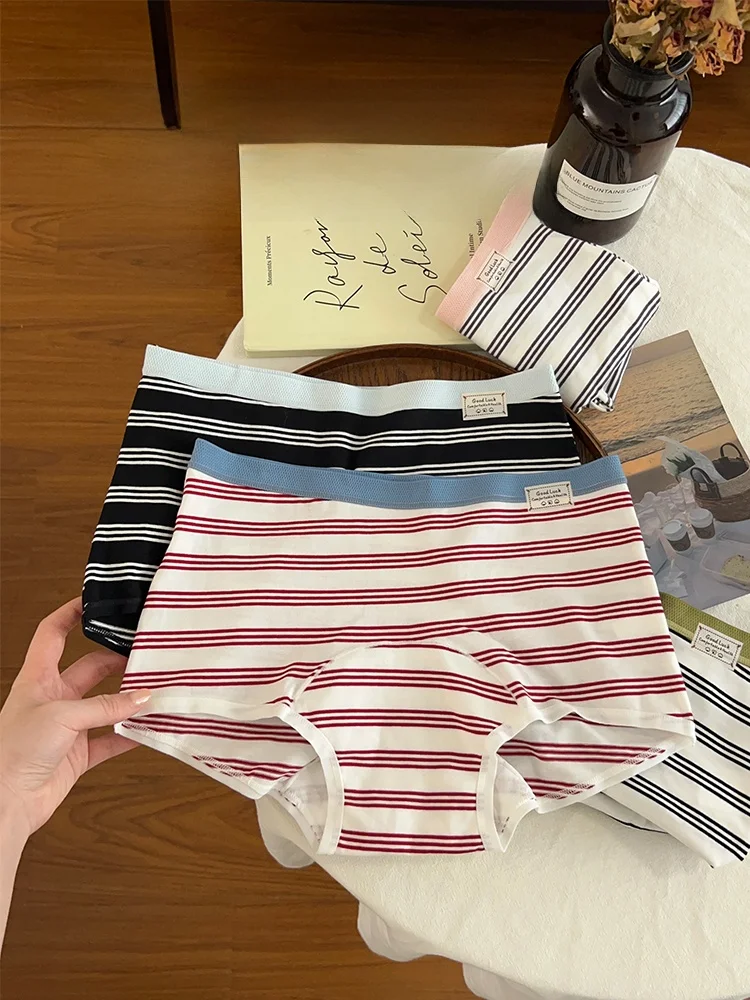ストライプ柄コットン平角パンツ：抗菌・伸縮性・通気性を備えた女性向け四季通勤パンツ