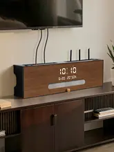 中古風Wi-Fiルータ ー収納ボックス【電子時計付き・ユニークデザイン・壁掛け用】
