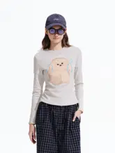 マルチーズデザインの長袖トップス【ウエストシェイプ・かわいい犬モチーフ・春秋用】（ セットアップ対応）