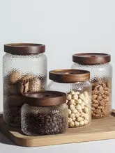 ハンマー仕上げのガラス密閉容器【食品級・茶葉・コーヒー豆・ナッツ・穀物保存用】
