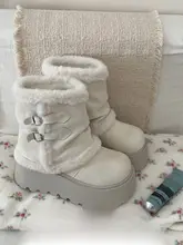 白色 厚底雪地靴【加厚保温・極上の柔らかさ・女性用】