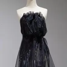 黒色オーガンジー透け感のあるファンタジースカート用生地【高級感ある軽やかさ】