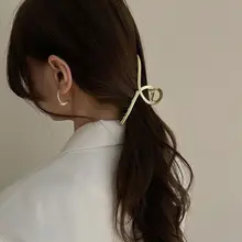 マットメタル製大サイズ交差型ヘアクリップ【シンプルデザイン・ポニーテール用・インスタ映え】