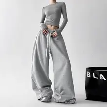 おしゃれな配色のワイドレッグパンツ【レディース・カジュアル・体型カバー】