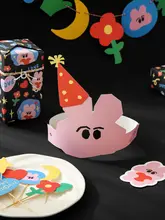 オリジナルうさぎデザインのバースデーハット【パーティー用・ケーキトッパー・インスタ映え】