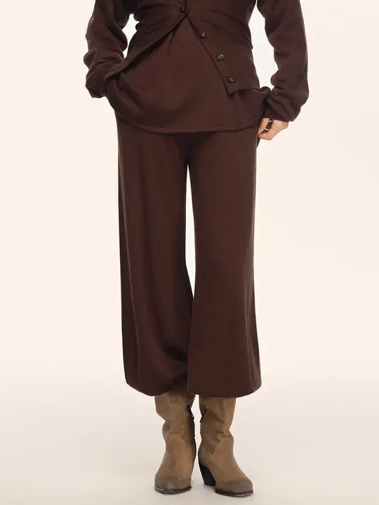 ウールニットカジュアルパンツ【フィット感あり・束脚デザイン】（セットアップ対応）