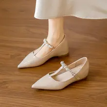 おしゃれなデザインの水晶付きバンドパンプス【内増高・柔らかい革・平底】（セットアップ対応）