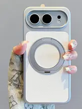 高級感あふれる紫色ライチ皮風スマートフォンケース【全包タイプ・360度回転スタンド・防摔対応・カップル用】