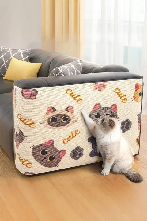 防止猫の爪傷を守るソファ用保護パッド【耐摩耗・くずが出ない・多機能ウォールステッカー・猫用爪とぎボード】