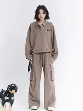 春秋用のラフなスポーツウェア【ポロ襟短袖パーカー・カーゴパンツ】（セットアップ対応）