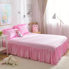 シンプルな水洗いコットン無地ベッドスカート【全棉・滑り止め・防塵】