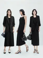 伊芙丽 カジュアル黒色ニットキャミソールワンピース【スリムフィット・夏用】