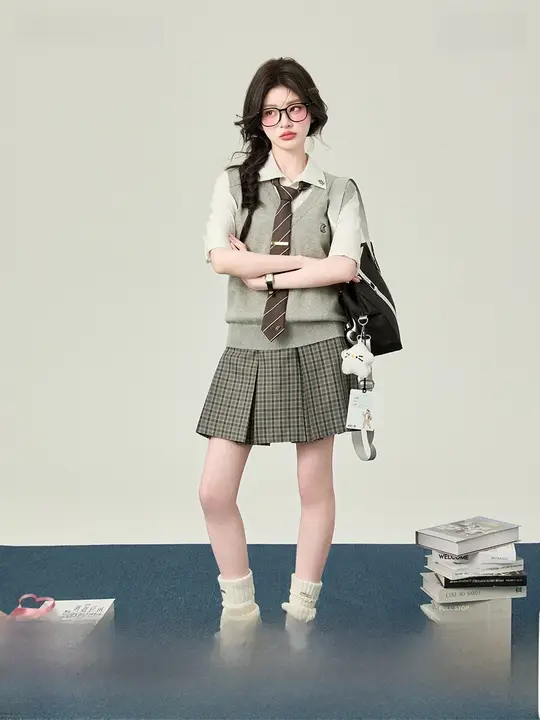 ニットベスト セットアップ レディース 半袖 プレッピースタイル JK制服 コーデ 春夏