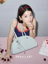 菱形デザインの女性用ワンショルダーバッグ【ブルー・ピンク・秋冬用・小物付き】
