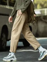 カーキ色 レディース ワークパンツ【ストレート・春秋用・9分丈】