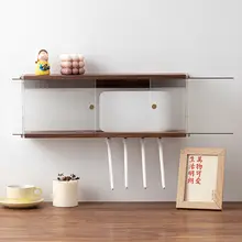 壁掛けWi-Fiルーター収納ボックス【天然木製・テレビ台用・電線隠し】