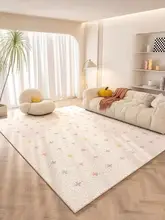 子供部屋用ラグ【短毛・白い雲デザイン・猫柄・耐汚れ・リビング用】