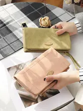 クラシックデザインのスエード調ロングウォレット【多機能・大容量・スマホ収納可】