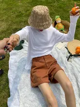 ハイウエストデニムショートパンツ【夏用・大きいサイズ・フィット・薄手】